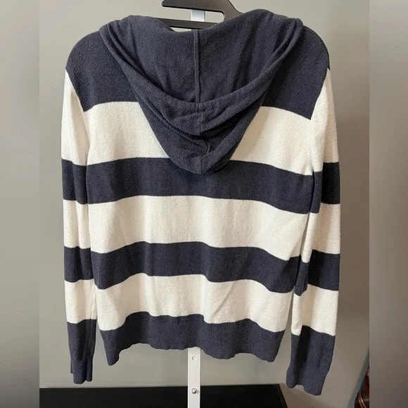 Rachel Zoe V-Neck Pullover Hooded Sweater in Navy and Cream Women’s Medium EUC - Picture 5 of 7